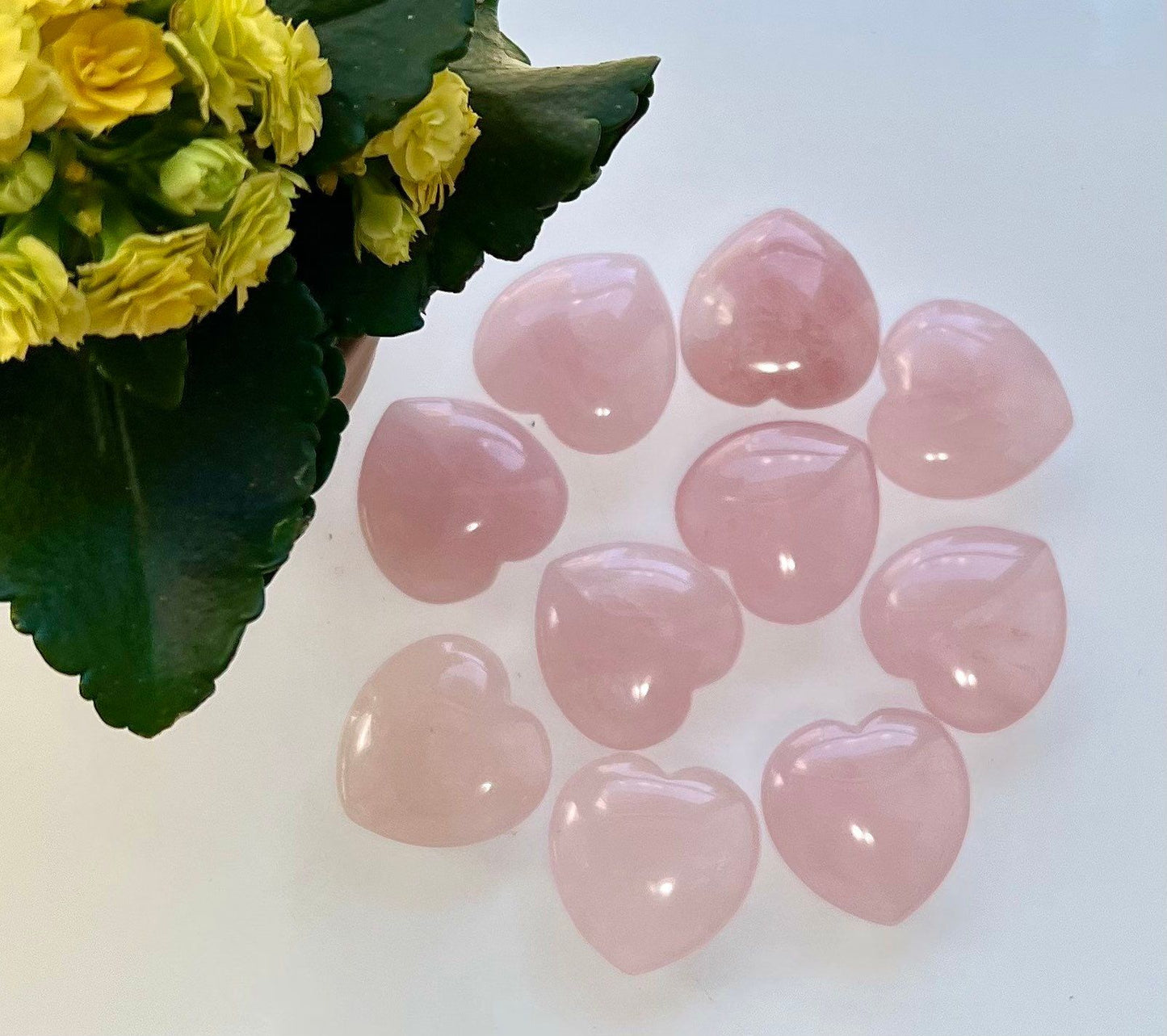 Wholesale Lot 12 Pcs Natural Rose Quartz Heart Crystal Quality Healing 30x30mm