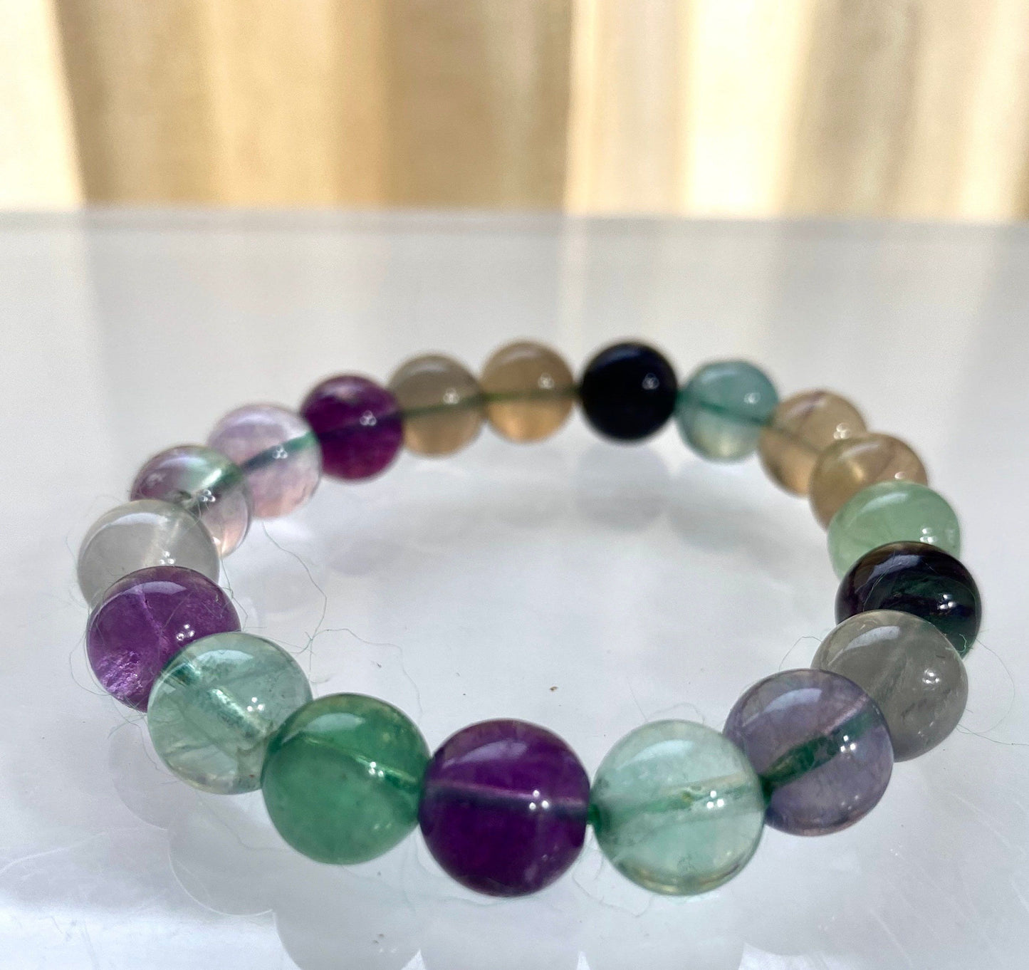 Wholesale 6 Pcs Natural Fluorite 10mm 8” Crystal Healing Stretch Bracelet