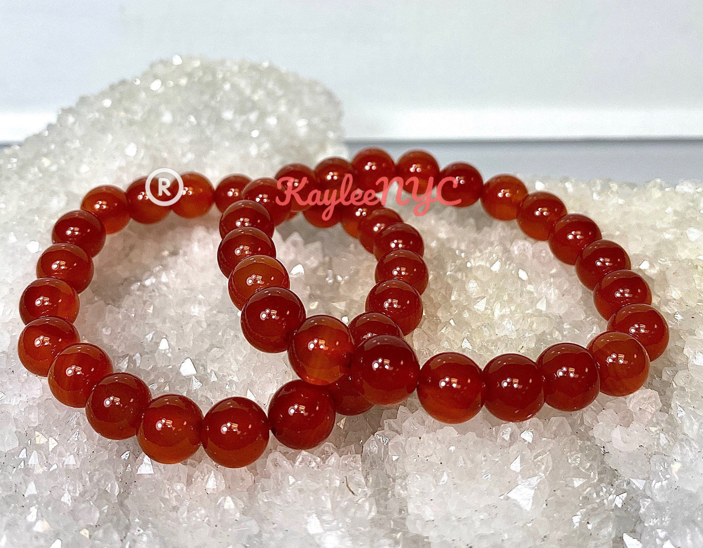 Wholesale Lot 6 Pcs Carnelian 8mm 7.5” Crystal Healing Stretch Bracelet