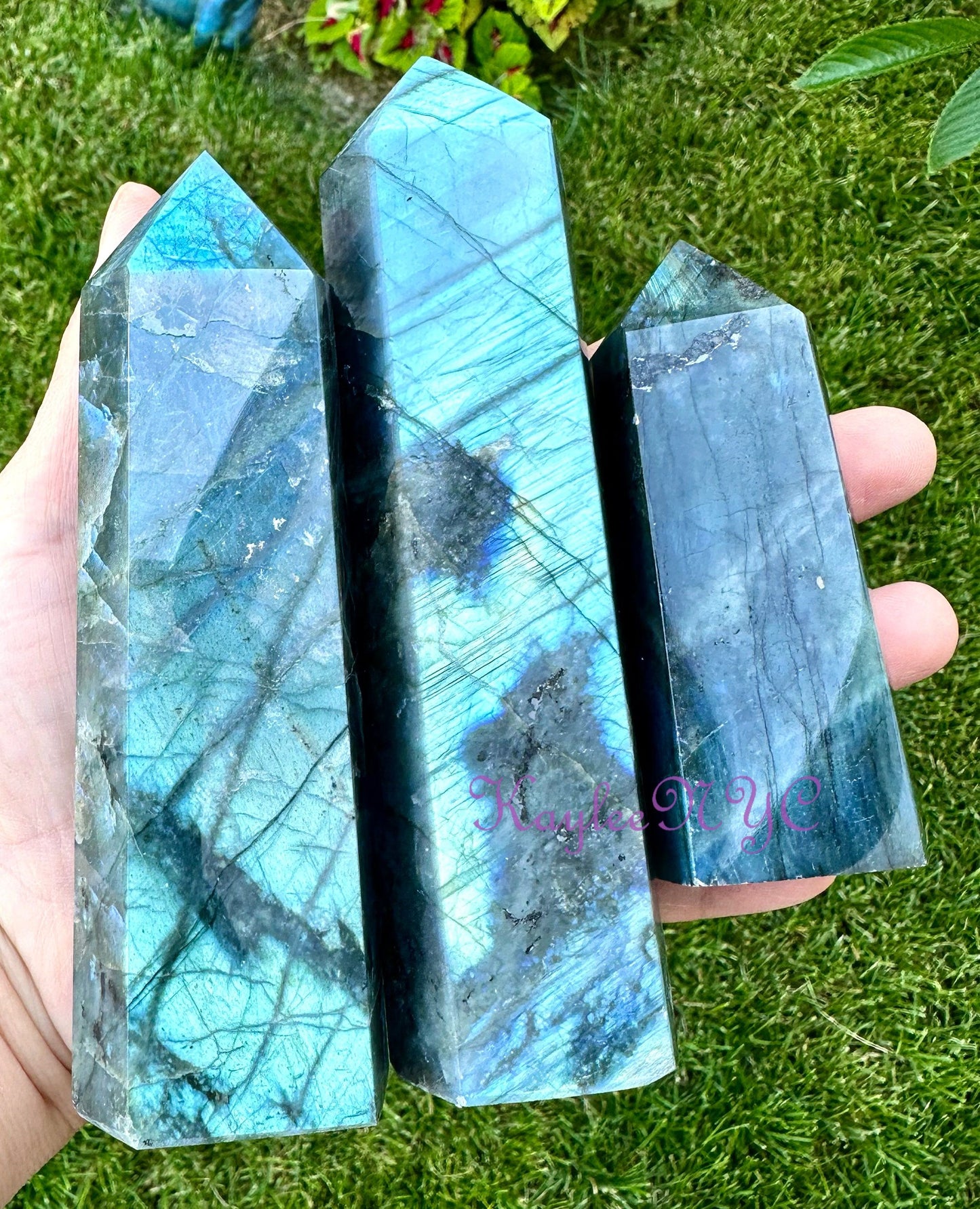 Wholesale Lot 3 pcs Natural Labradorite obelisk Tower Point Crystal Healing Energy 1.85-2lbs