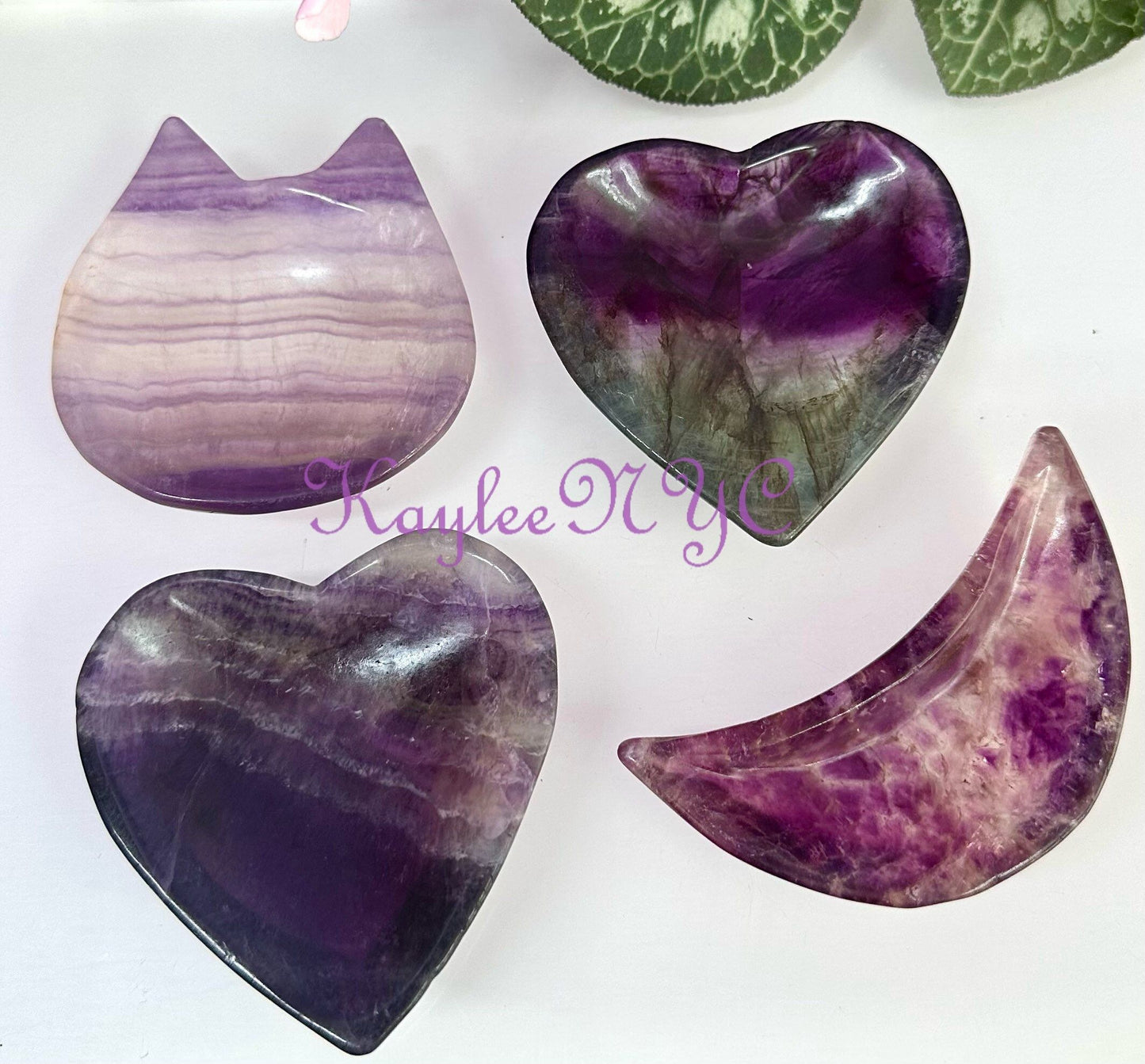 Wholesale Lot 4 pcs Natural Fluorite mixed Bowls Crystal Healing Energy .9-1lb