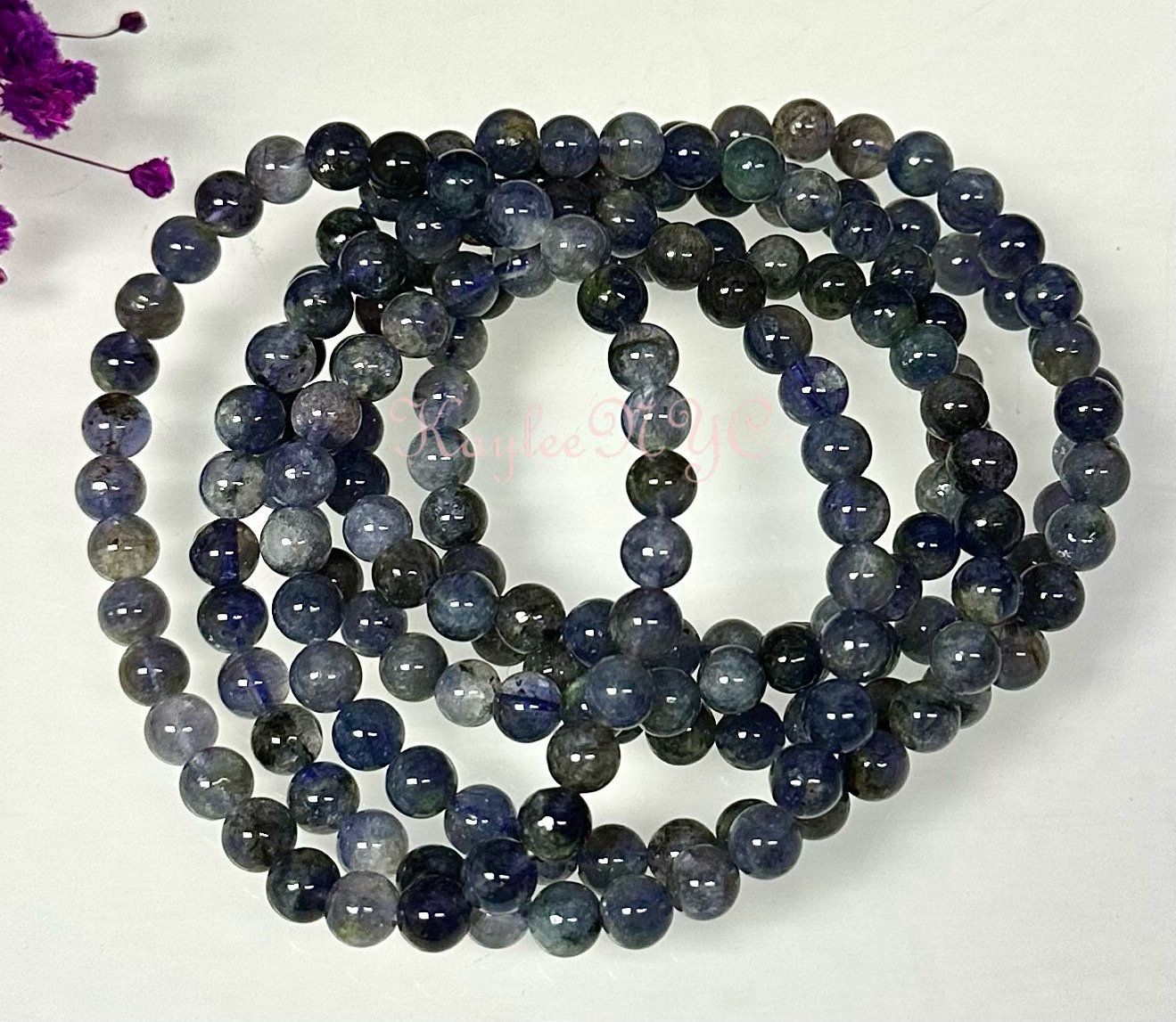 Wholesale Lot 6 Pcs Natural Iolite 6mm 7.5” Crystal Healing Stretch Bracelet