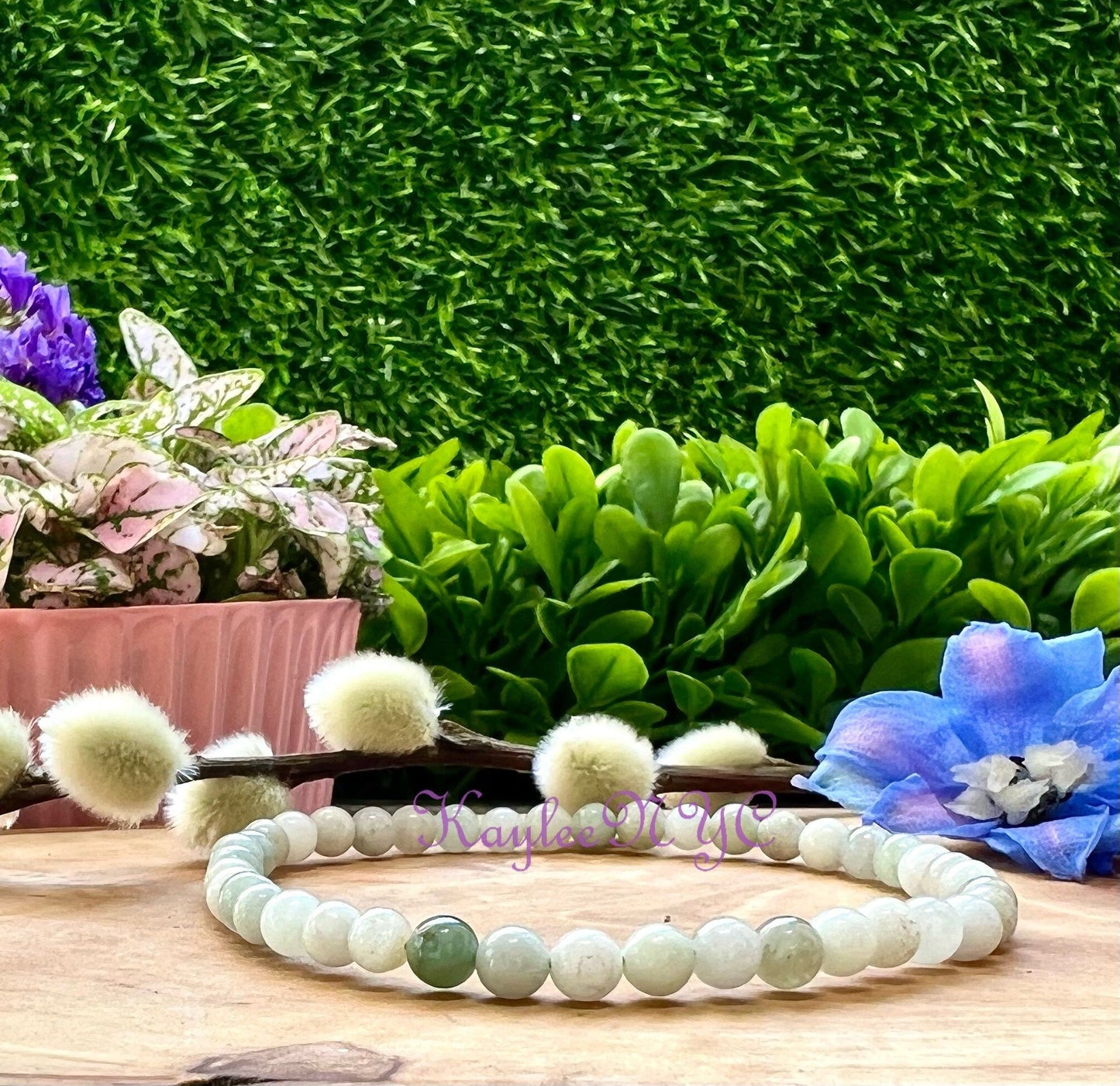 Wholesale Lot 6 Pcs Natural Jade 4mm 7.5” Crystal Healing Stretch Bracelet