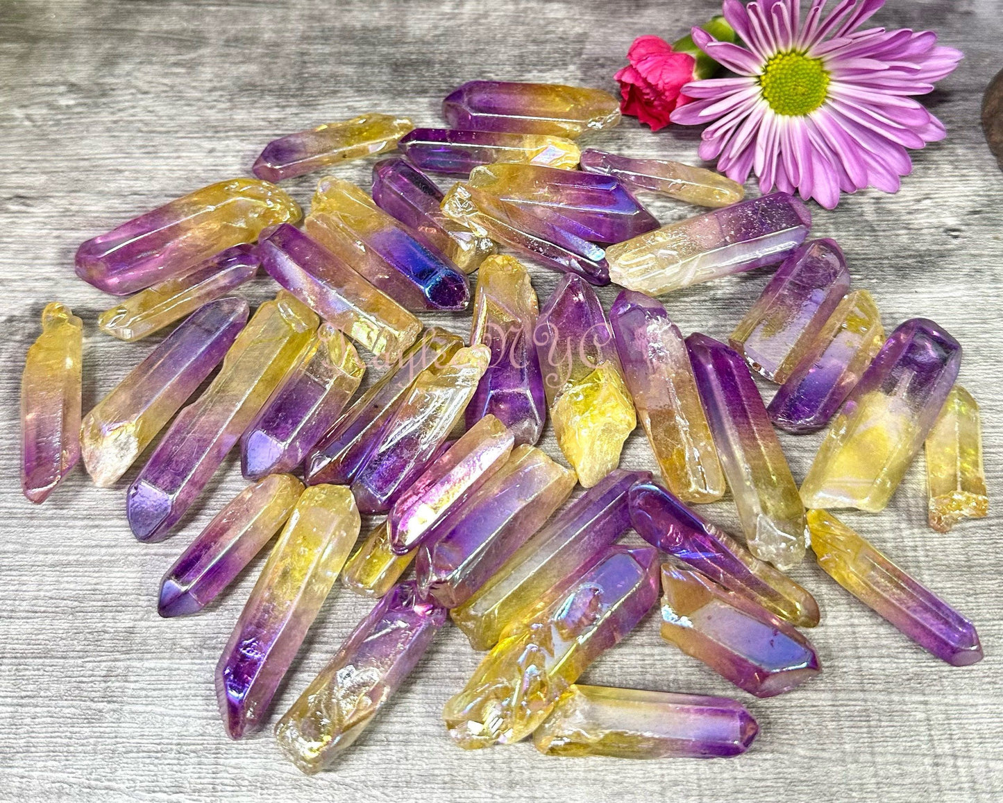 Wholesale Lot 1 Lb Rainbow Aura Quartz Wand Tumble Crystal Nice Quality