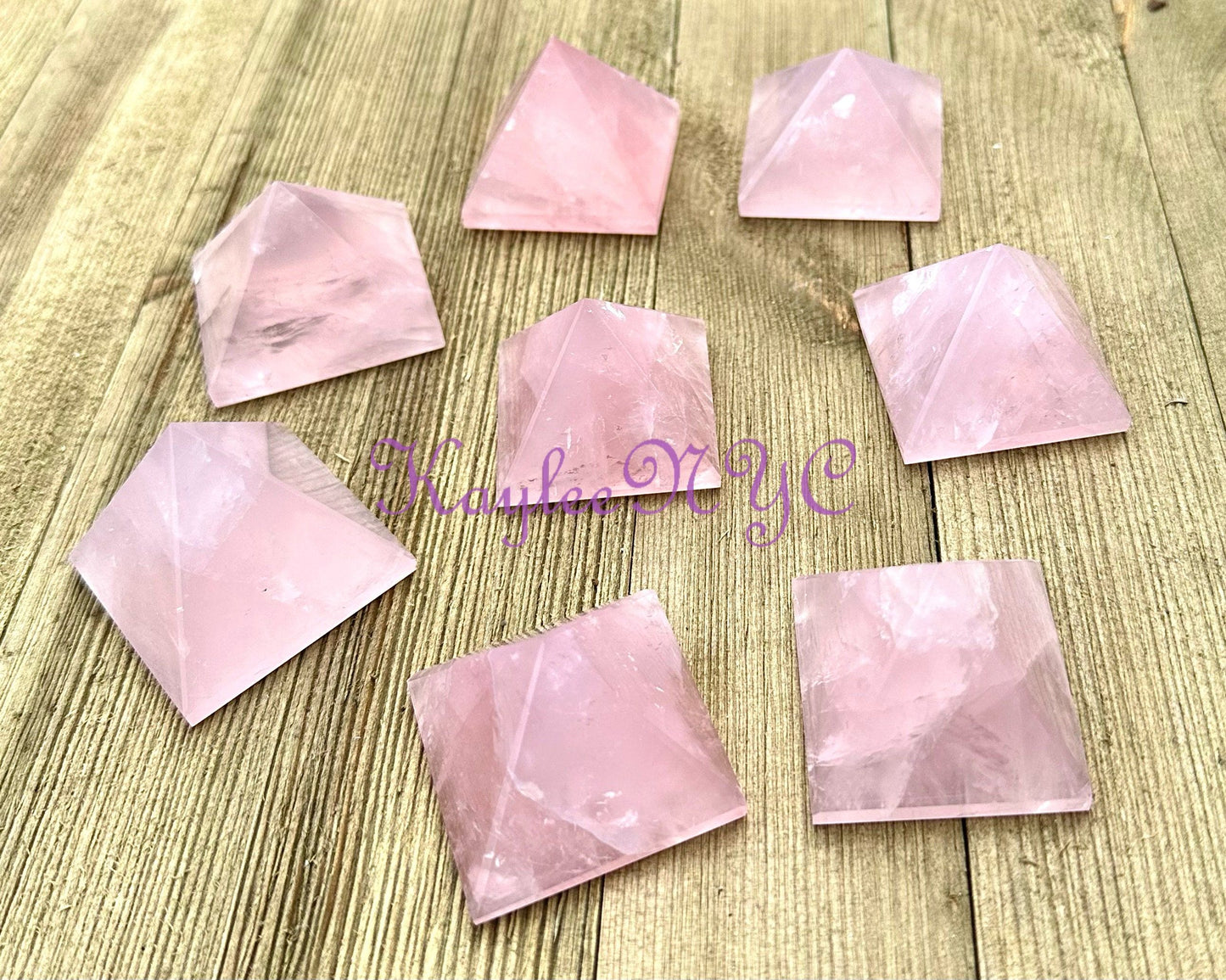 Wholesale Lot 8 PCs Natural Rose Quartz Pyramid Crystal Healing Energy 1-1.1 lb