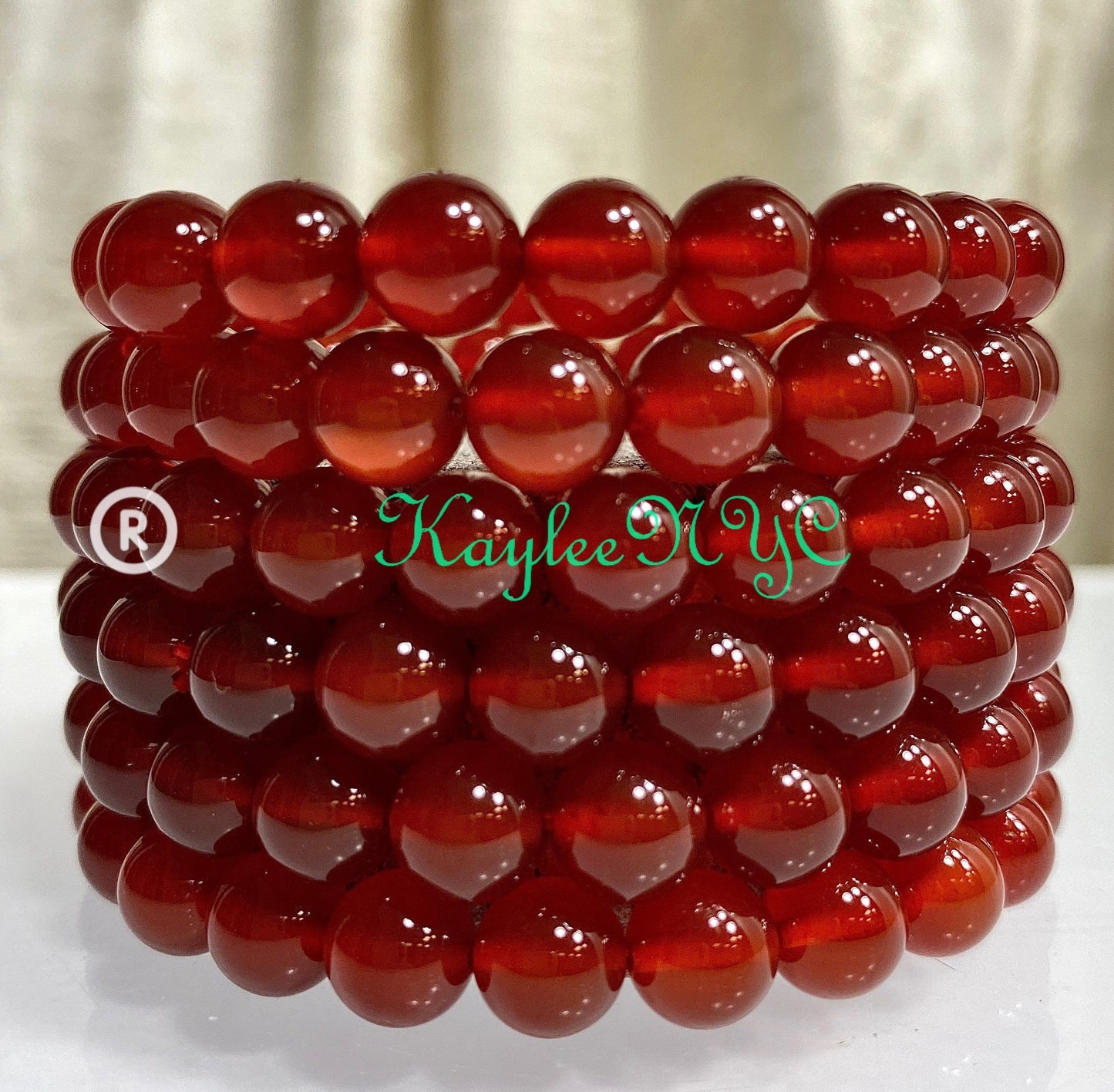 Wholesale Lot 6 Pcs Carnelian 8mm 7.5” Crystal Healing Stretch Bracelet