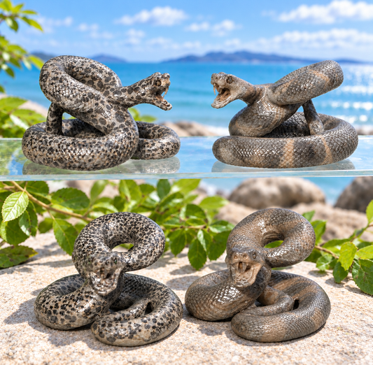 Wholesale Lot 4 Pcs Natural Money Stone and Leopard Stone Snakes Healing Energy