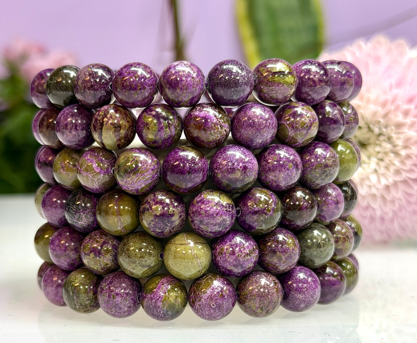 Wholesale 6 Pcs Natural Atlantisite 10mm 7.5” Crystal Healing Stretch Bracelet