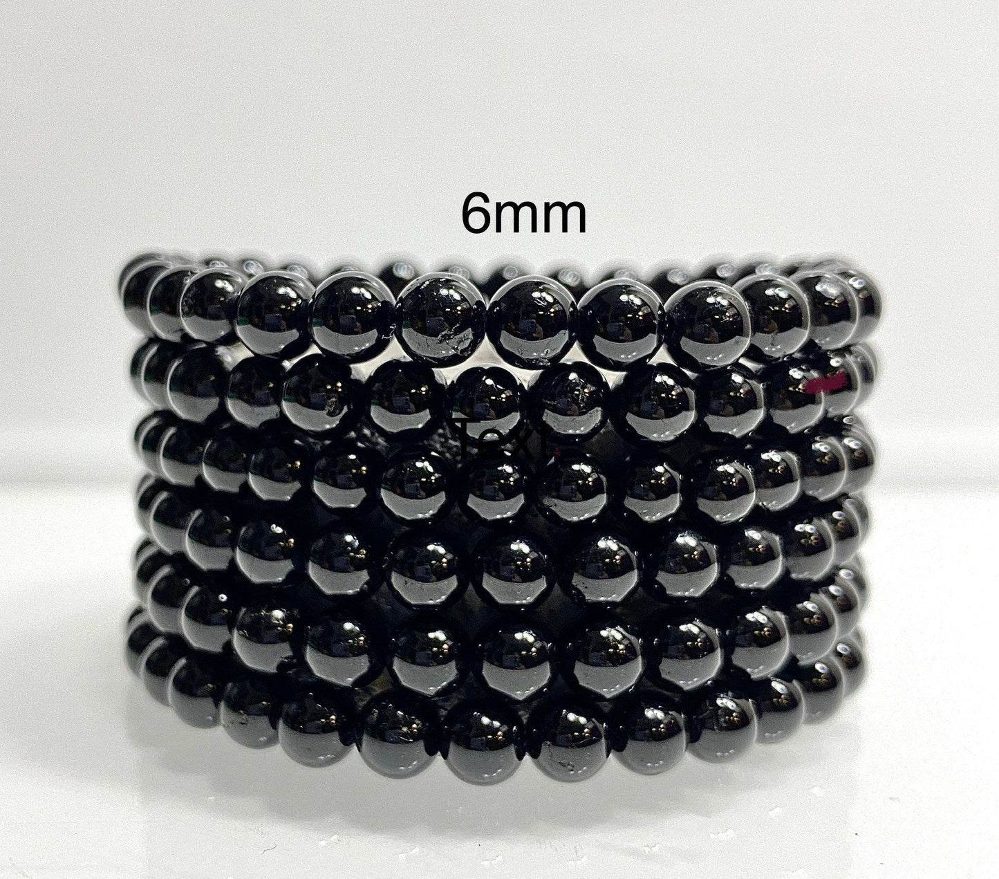 Wholesale 6 Pcs Natural Black Tourmaline 6mm 7.5” Crystal Healing Stretch Bracelet