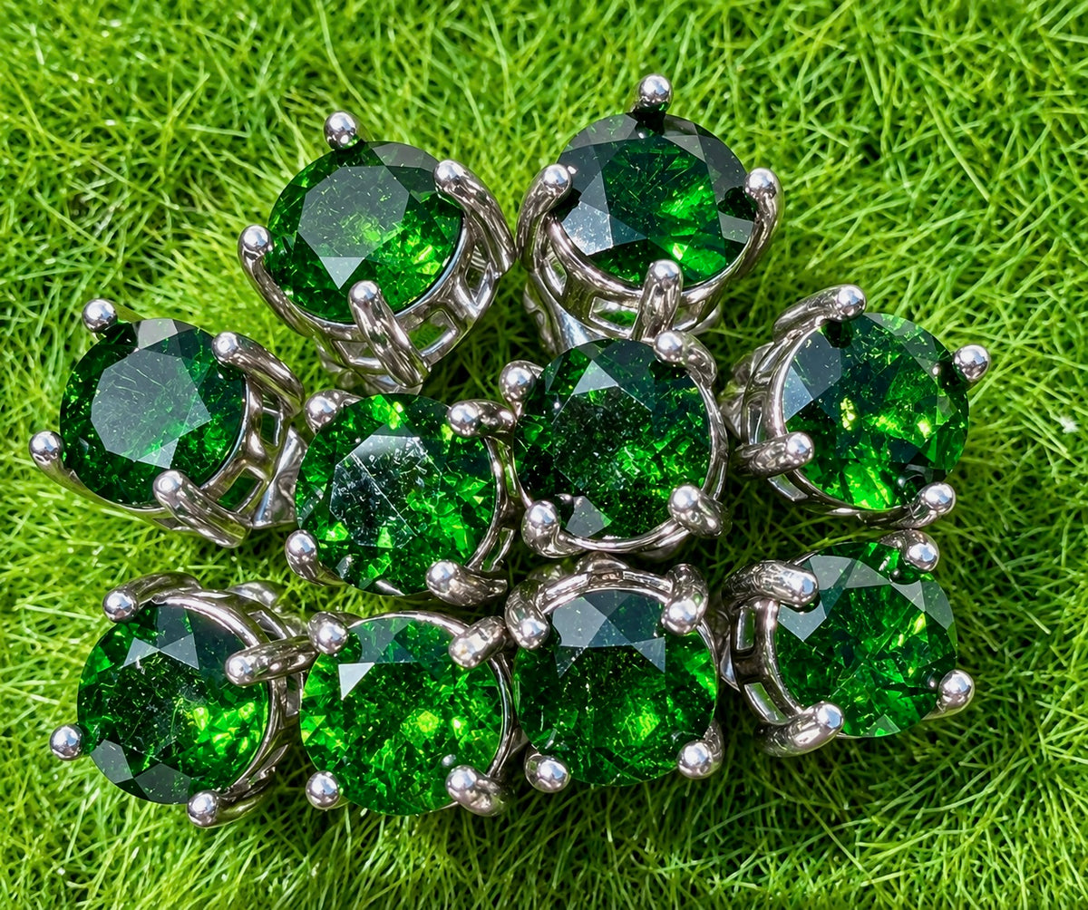 Wholesale Lot 5 Pairs Natural Diopside Sterling Silver(925) Earring Studs 6mm