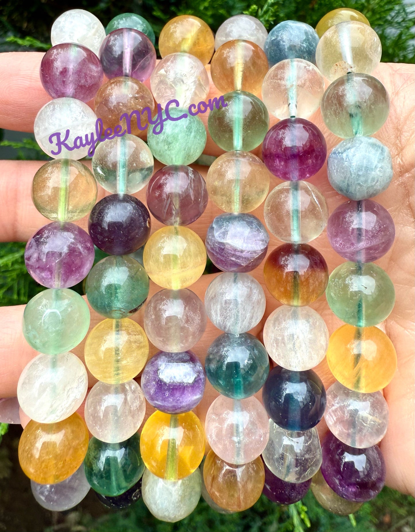 Wholesale 6 Pcs Natural Fluorite 10.5-11mm 8” Crystal Healing Stretch Bracelet
