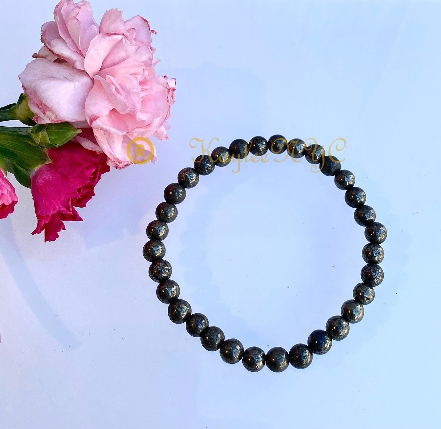 Wholesale 6 Pcs Natural Pyrite 6mm 7.5” Crystal Healing Stretch Bracelet