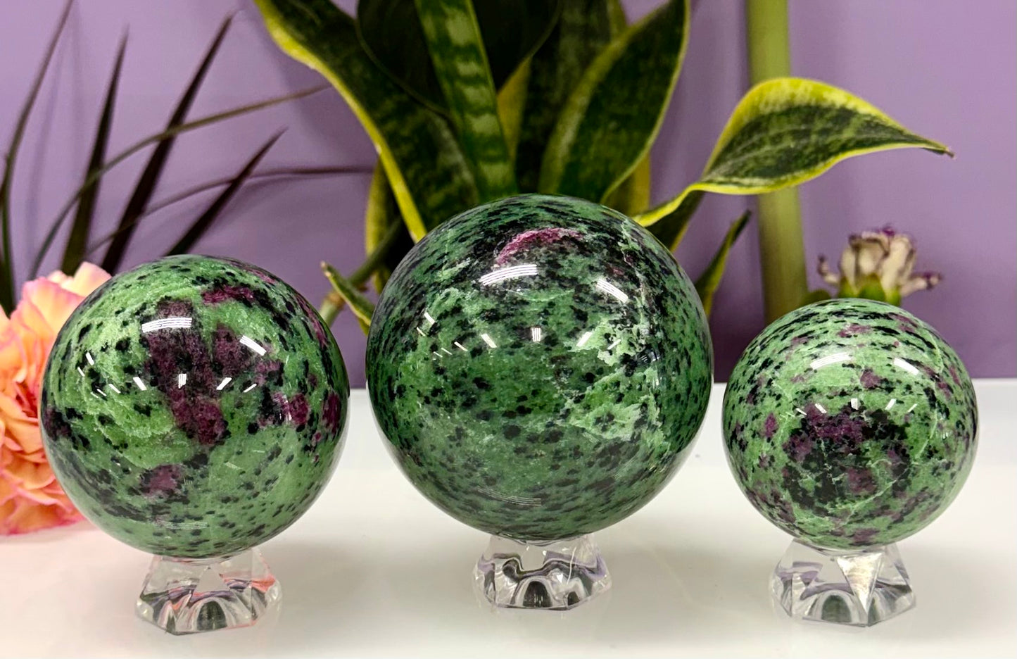 3-4 PCs Natural Ruby Zoisite Sphere Crystals Healing Energy