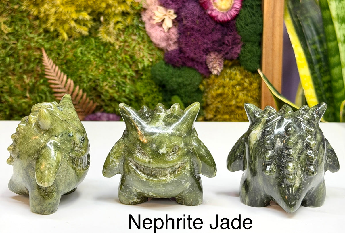 Wholesale Lot 6 PCs Natural Nephrite Jade & Yooperlite Cartoon Monster Ghost Jangar Crystal Healing Energy