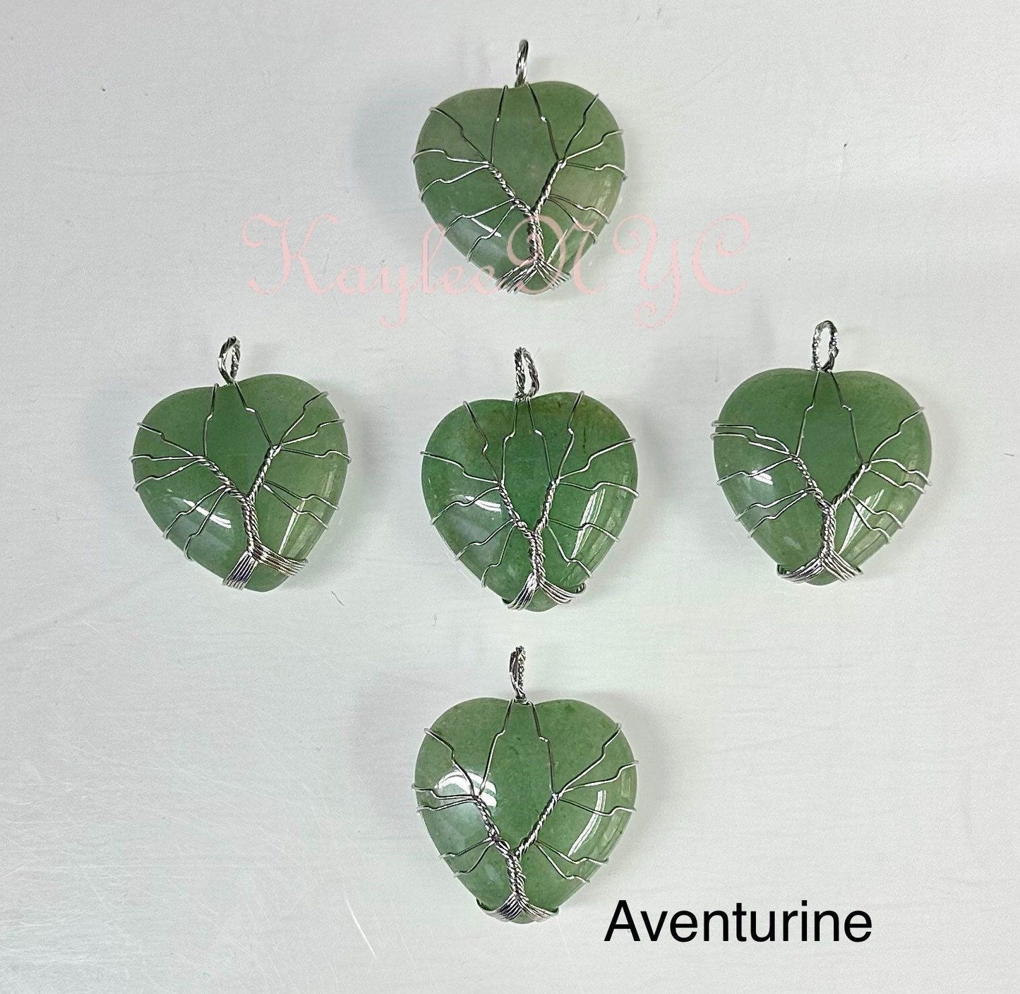 Wholesale Lot 7 Pcs Hand Wrapped Crystal Heart Pendant Crystal