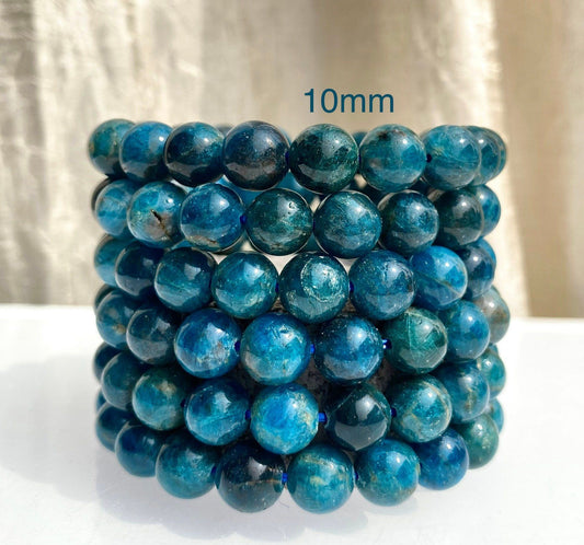 Wholesale 6 Pcs Natural Apatite 10mm 7.5" Crystal Healing Stretch Bracelet