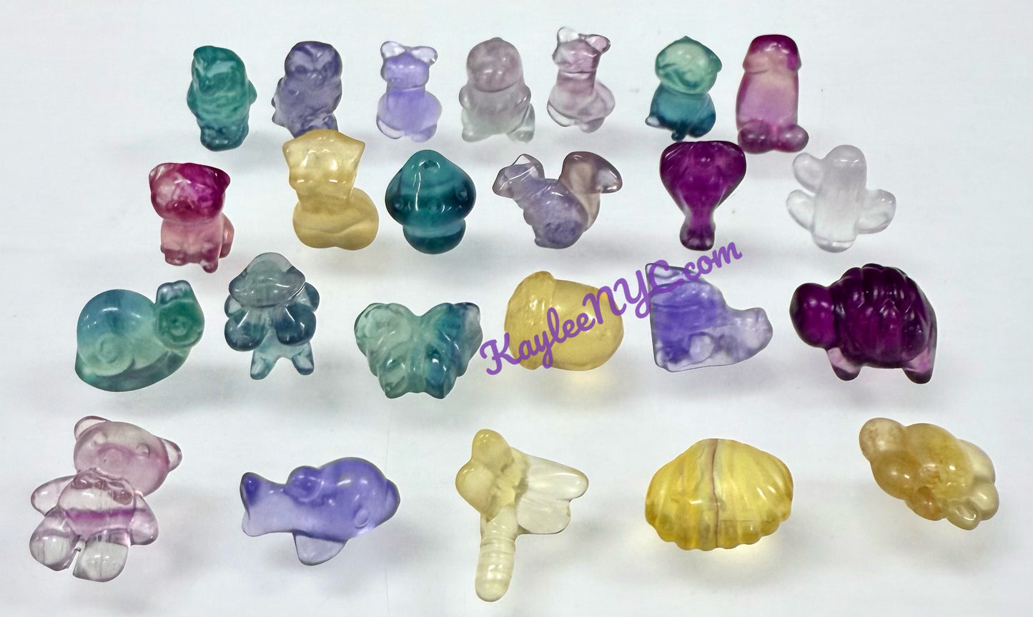 24 pcs Natural Mini Candy Fluorite Carvings
