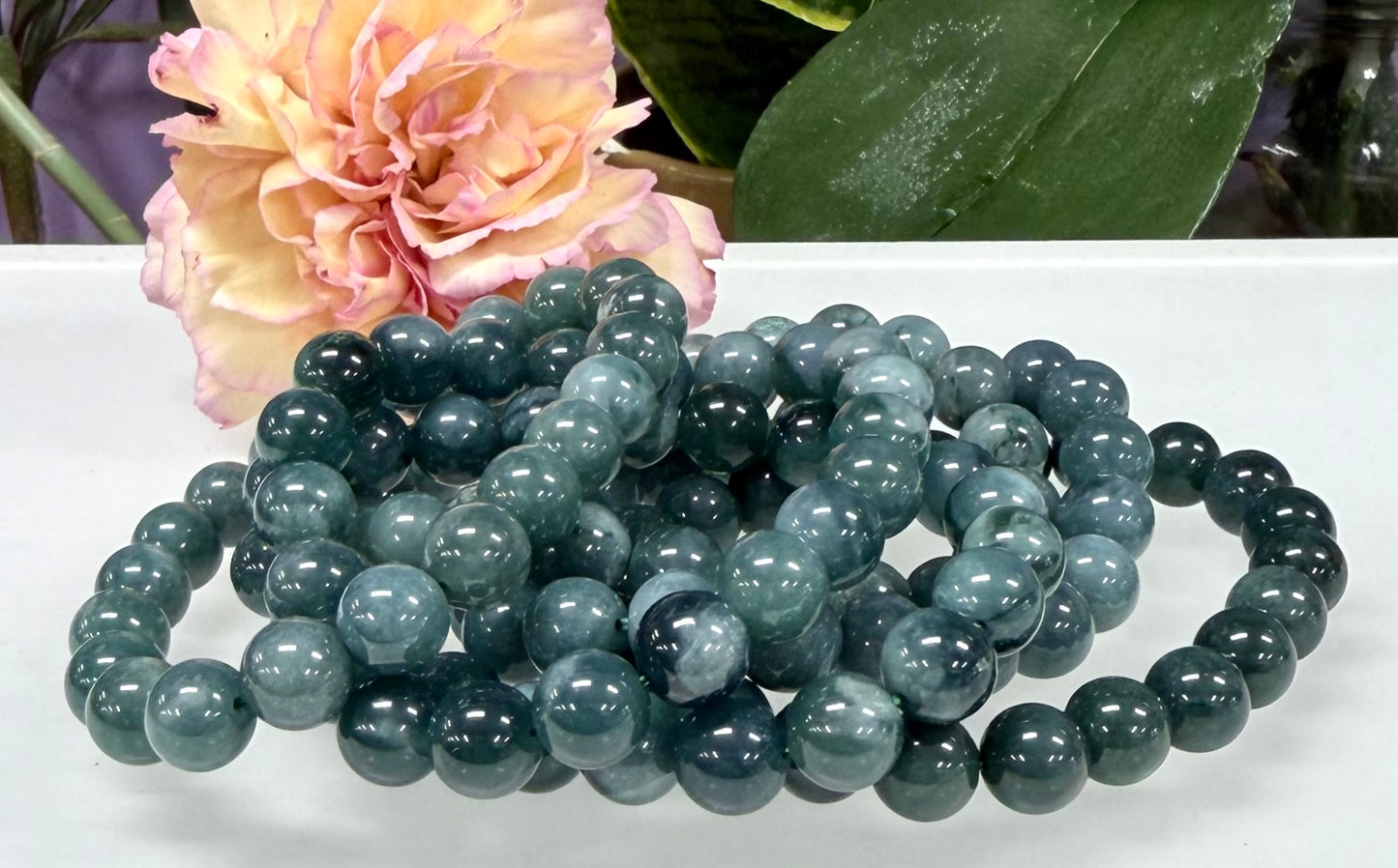 Wholesale 6 Pcs 9.5-10mm Jade Jadeite Crystal Healing Stretch Bracelet 8”