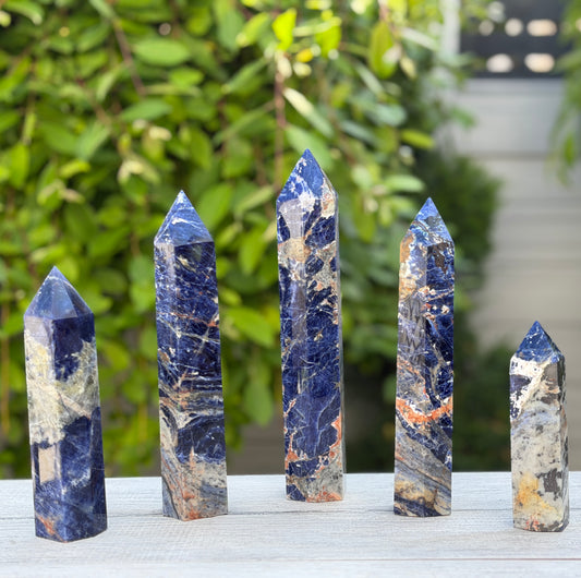 Wholesale Lot – 4-8 PCS Natural Sodalite Tower Point Crystals – 3.8 to 4 lbs