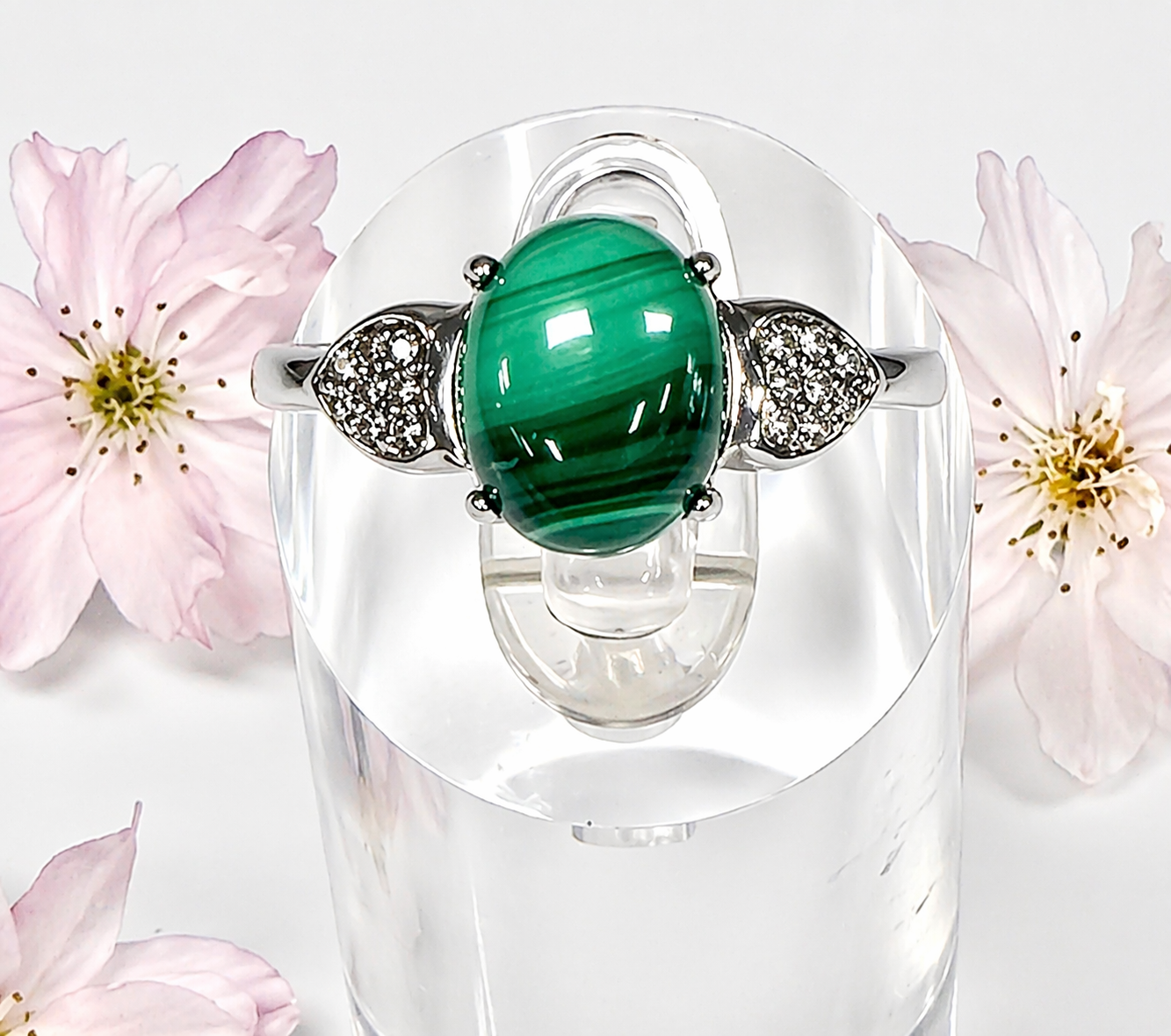 Wholesale Lot 7 pcs Natural Malachite Stainless Steel Ring 8x10mm