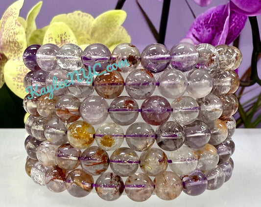 Wholesale 6 Pcs Natural Super Seven 8mm 7.5” Crystal Healing Stretch Bracelet