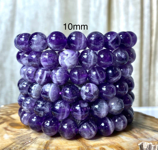 Wholesale 6 Pcs Natural Chevron Amethyst 10mm 7.5” Crystal Healing Stretch Bracelet