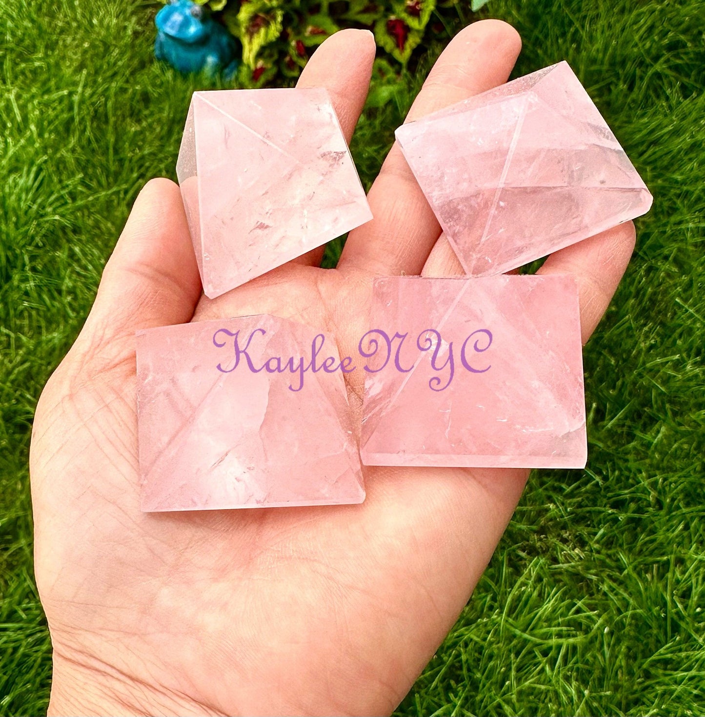 Wholesale Lot 8 PCs Natural Rose Quartz Pyramid Crystal Healing Energy 1-1.1 lb