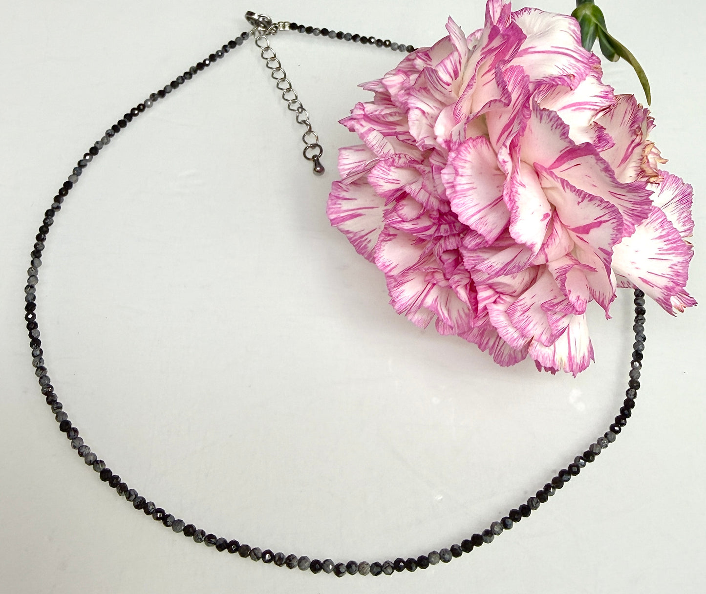 6 PCs 2mm Natural Snowflake Obsidian Necklaces Crystals Healing Energy