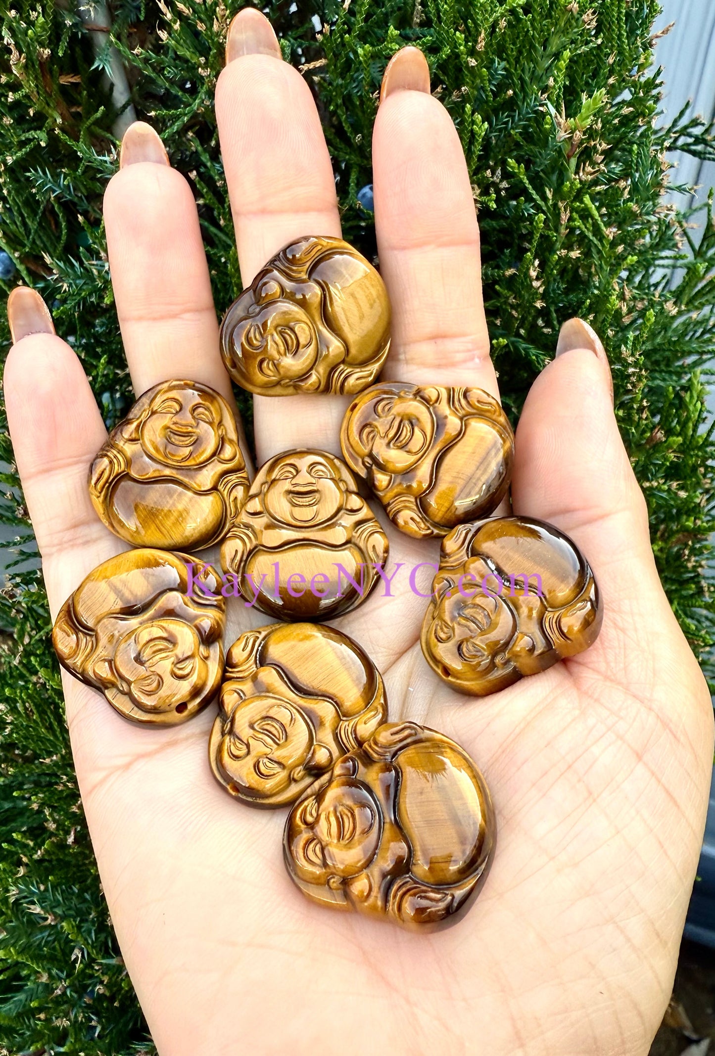 8 PCs Natural Tiger Eye Buddha Crystals Healing Energy