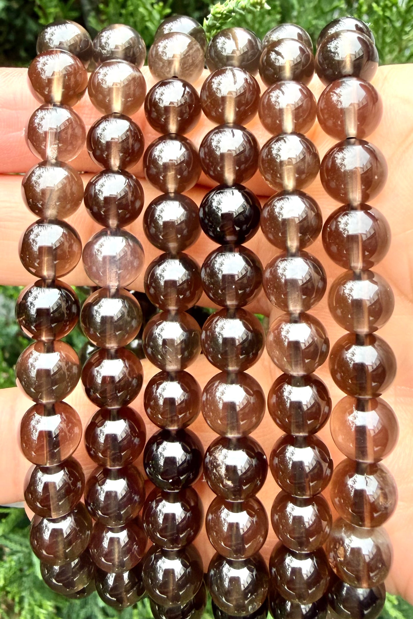Wholesale 6 Pcs Natural Smoky Quartz 8mm 7.5” Crystal Healing Stretch Bracelet