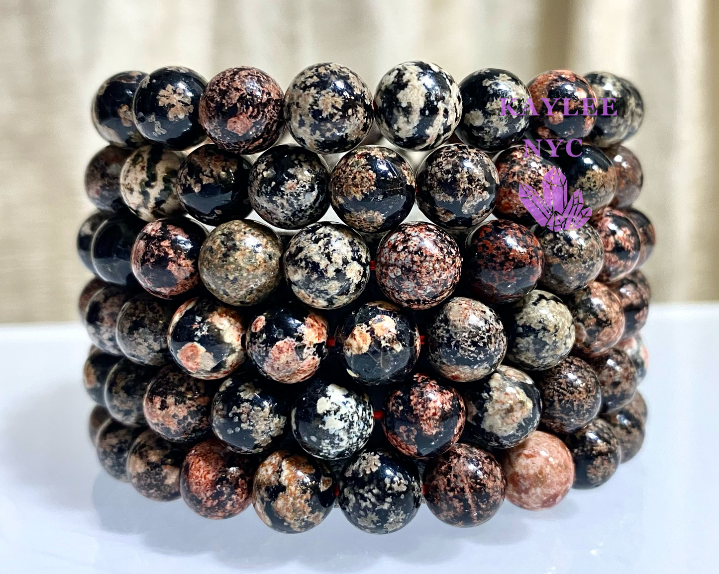 6 PCs Firework Obsidian Stretch Bracelet