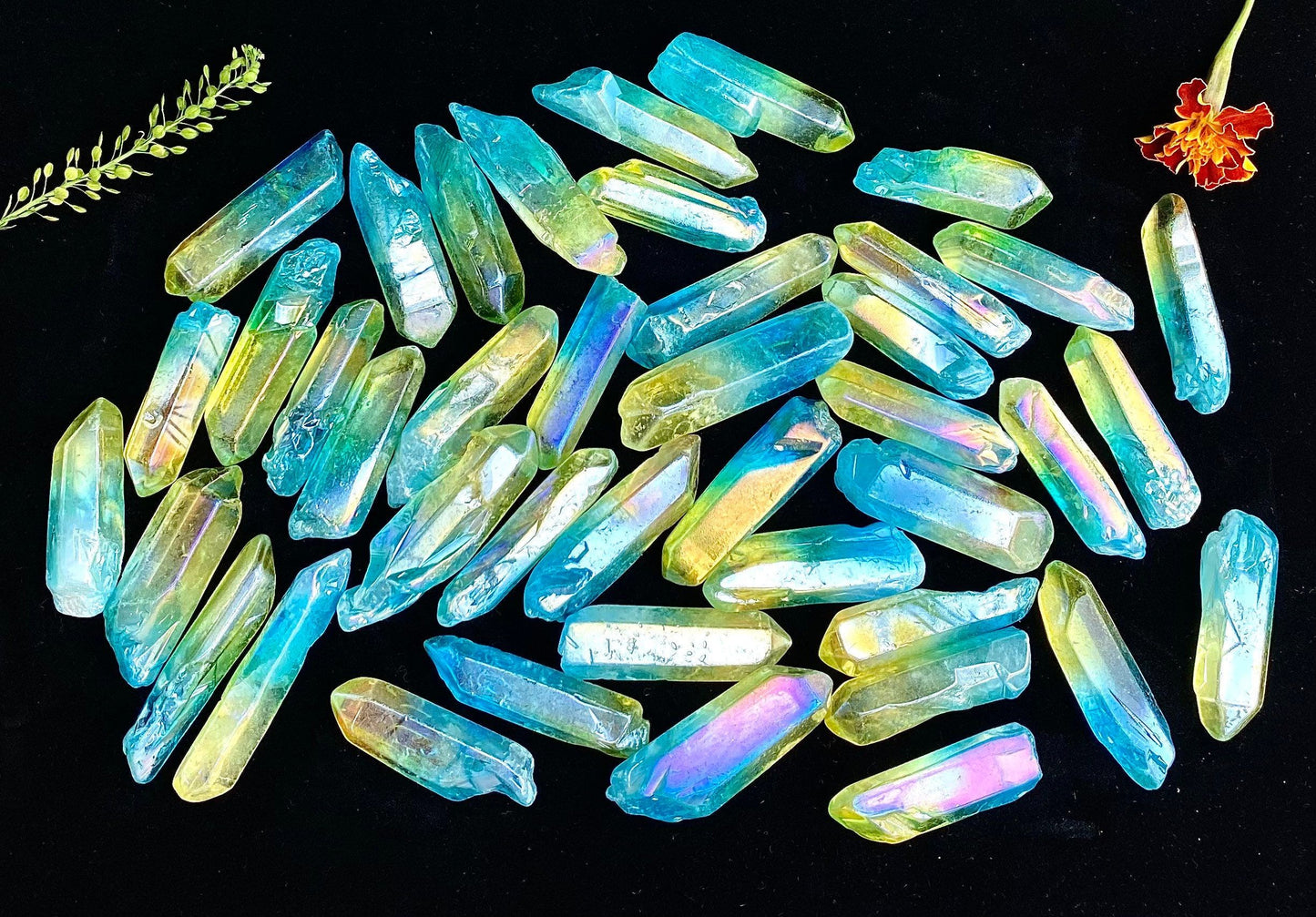 Wholesale Lot 1 Lb Rainbow Aura Quartz Wand Tumble Crystal Nice Quality