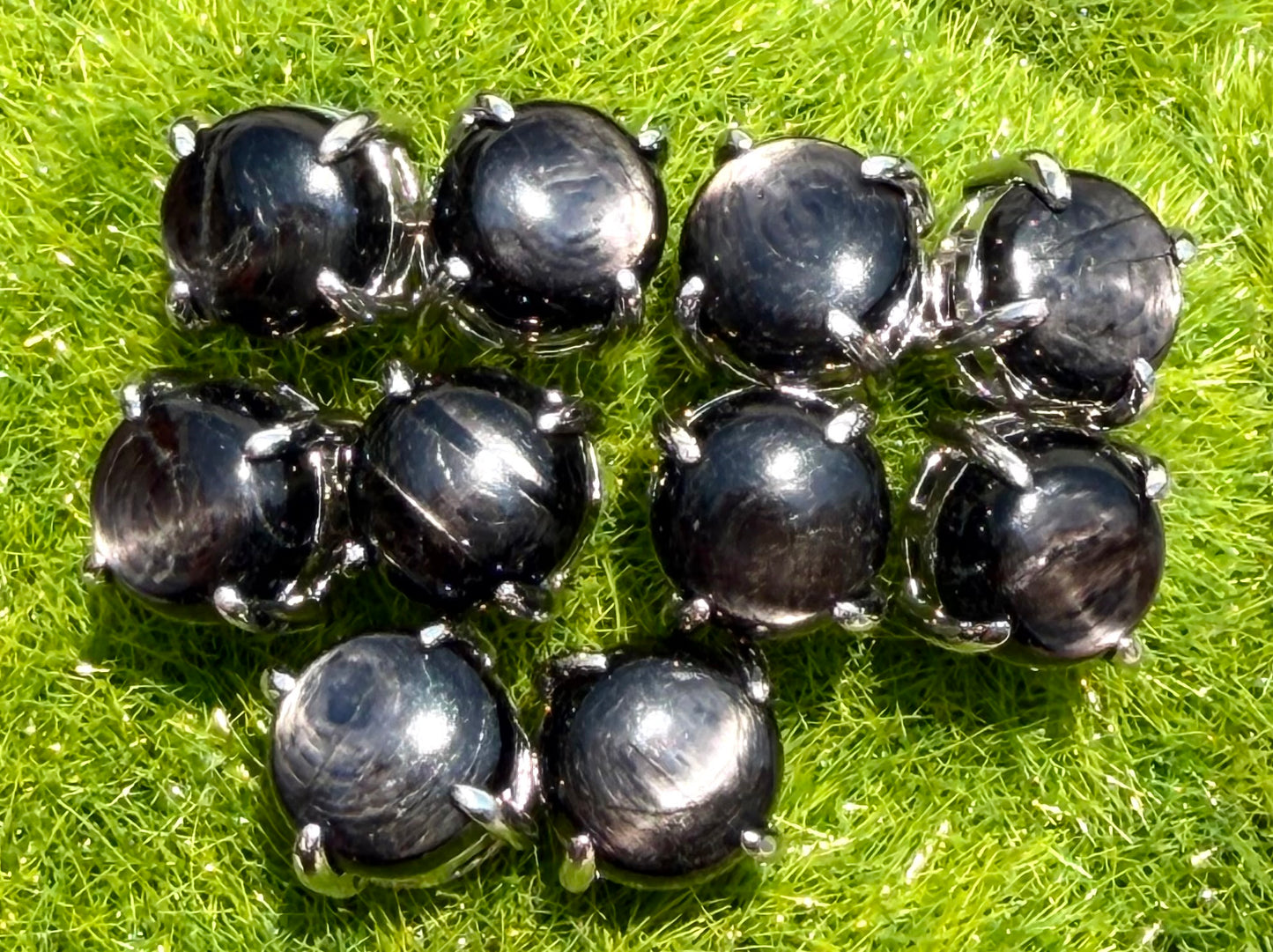 Wholesale Lot 5 Pairs Natural Hypersthene Sterling Silver(925) Earring Studs 8mm
