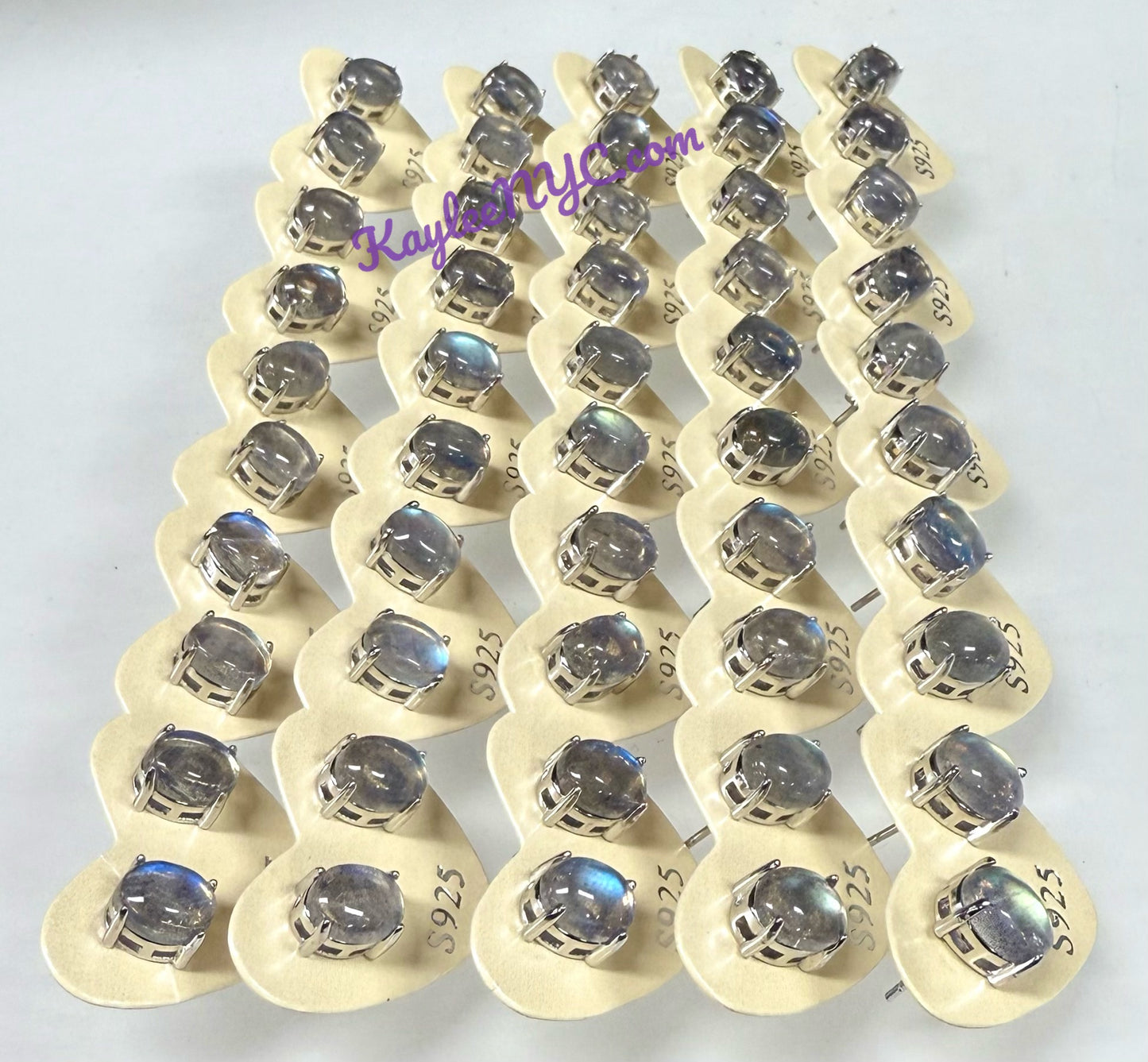 Wholesale Lot 5 Pairs Natural Labradorite Sterling Silver(925) Earring Studs 6x8mm