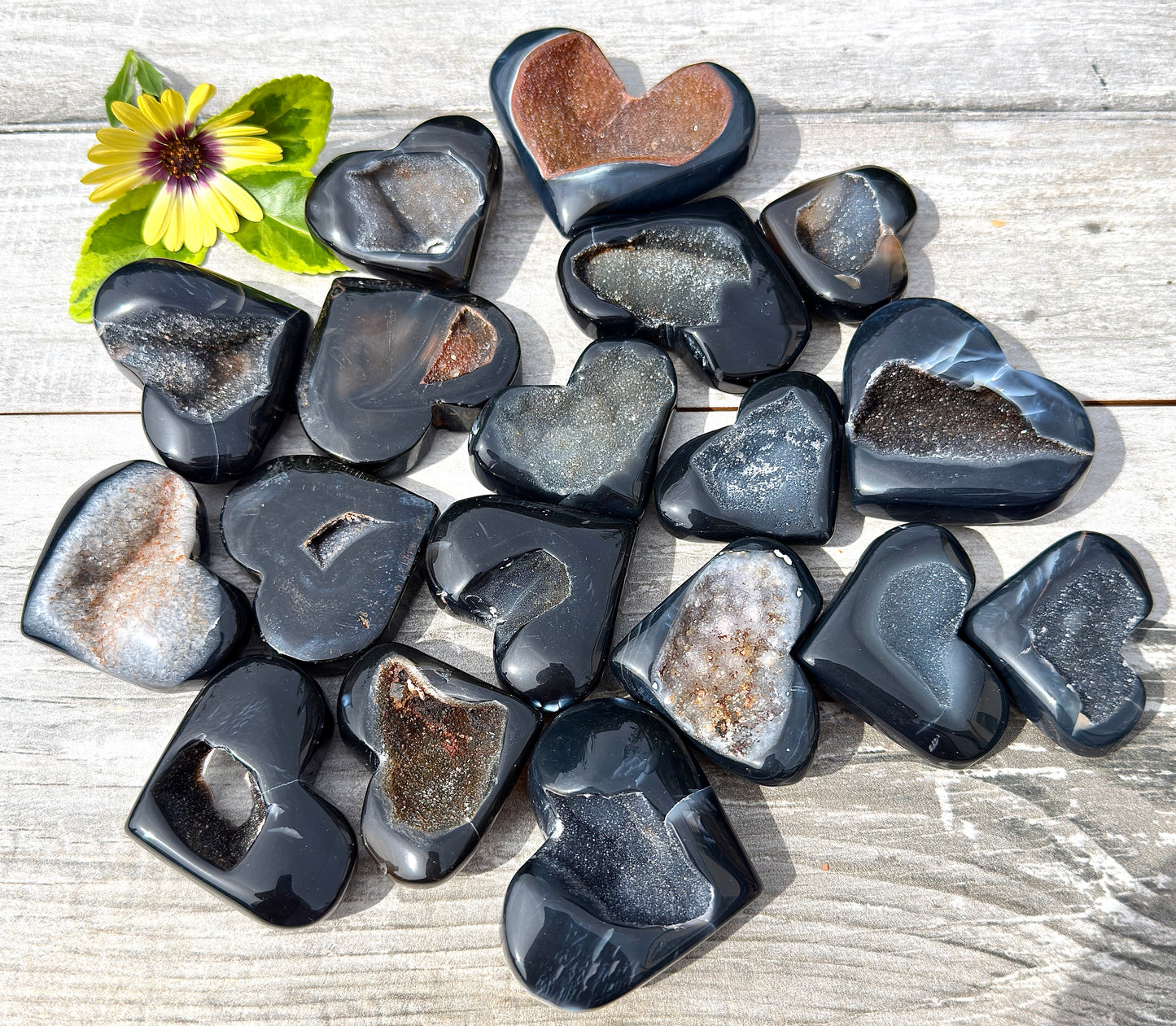 Wholesale 2 Lb Lot Natural Druzy Onyx Heart Crystal Energy