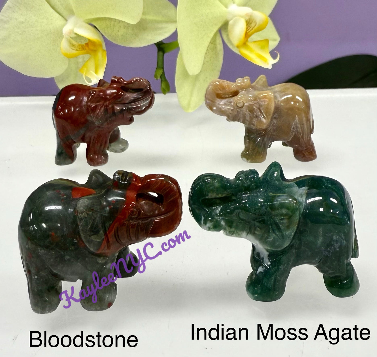 8 PCs 1.5” Mix Natural Crystal Elephant