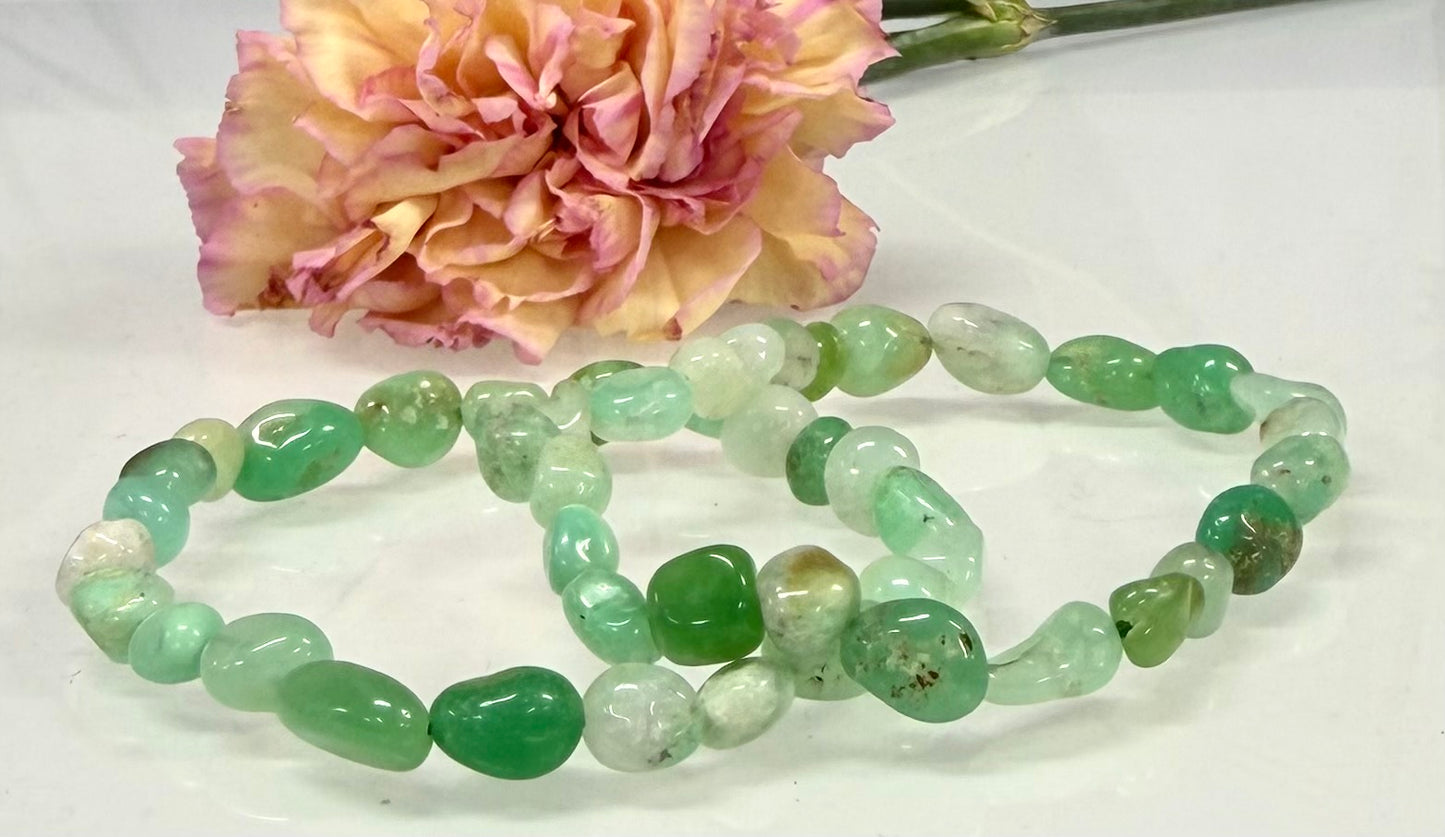 Wholesale 6 Pcs ~7mm Chrysoprase Natural Crystal tumble Stretch Bracelet 7.5”