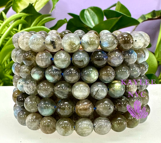 Wholesale 6 Pcs Natural Labradorite 8mm 7.5” Crystal Healing Stretch Bracelet