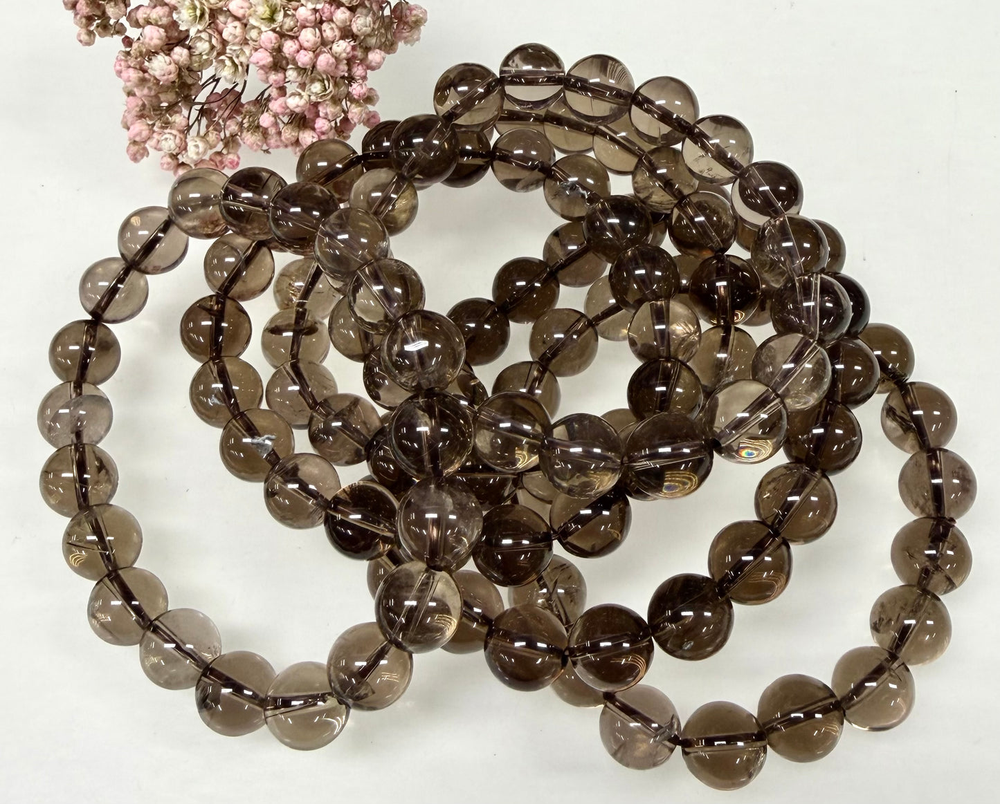 Wholesale 6 Pcs 10mm Smoky Quartz Natural Crystal Healing Stretch Bracelet 8”