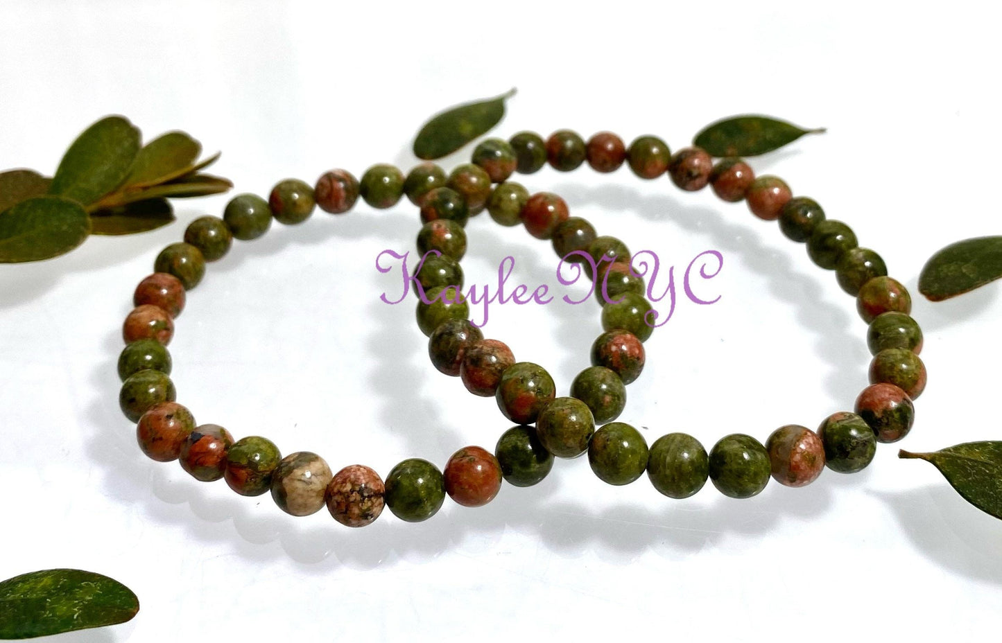 Wholesale 6 Pcs Natural Unakite 6mm 7.5” Crystal Healing Stretch Bracelet