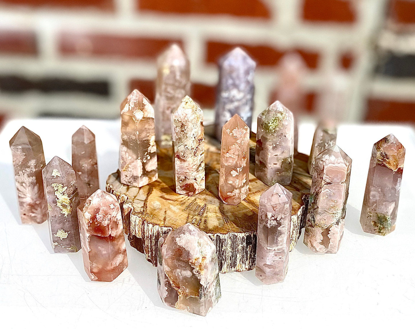 Wholesale Lot 1 Lb small Natural Flower Agate Obelisk Point Crystal Natural Energy