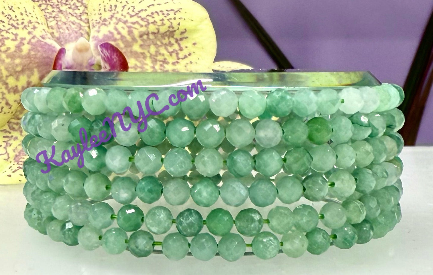 Wholesale Lot 6 Pcs Natural Faceted Burma Jade 4mm 7.5” Crystal Healing Stretch Bracelet