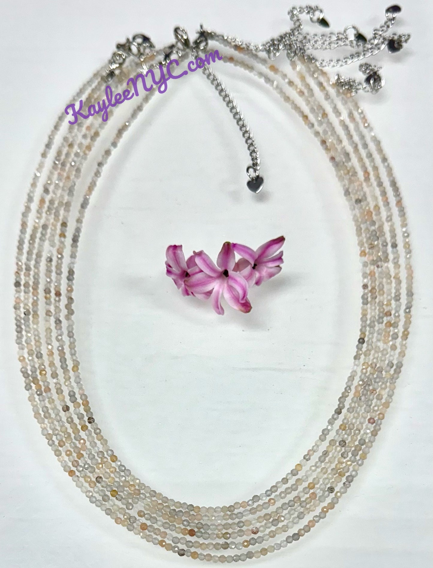 6 PCs 2mm Natural Mix Moonstone Necklaces