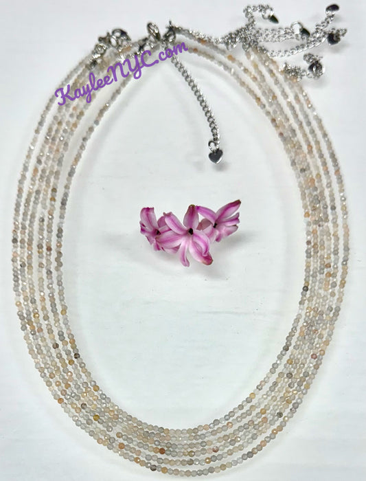 6 PCs 2mm Natural Mix Moonstone Necklaces