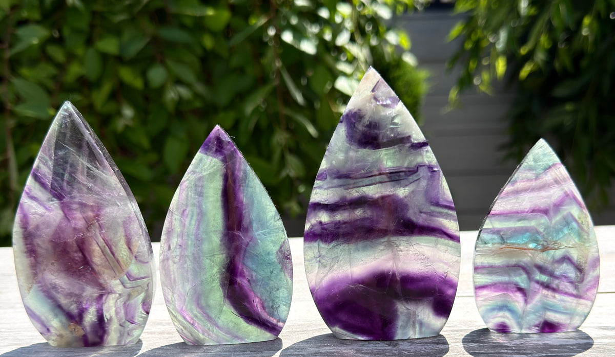 Wholesale Lot 4 pcs Natural Rainbow Fluorite Freeform Crystal Healing Energy 1.9-2lbs