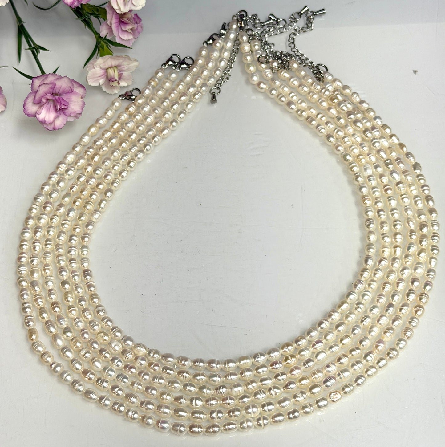 6 PCs 6 pcs ~4.5 Natural Freshwater Pearl Necklace Healing Energy