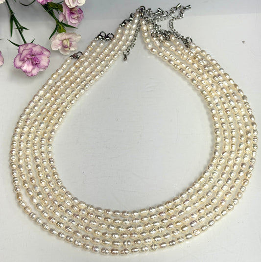 6 PCs 6 pcs ~4.5 Natural Freshwater Pearl Necklace Healing Energy