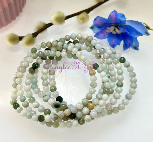 Wholesale Lot 6 Pcs Natural Jade 4mm 7.5” Crystal Healing Stretch Bracelet