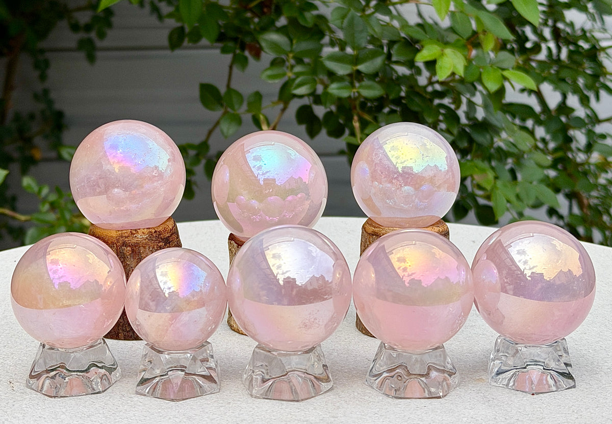 Wholesale Lot 2 Lb Angel Aura Rose Quartz Sphere Crystal Healing Energy