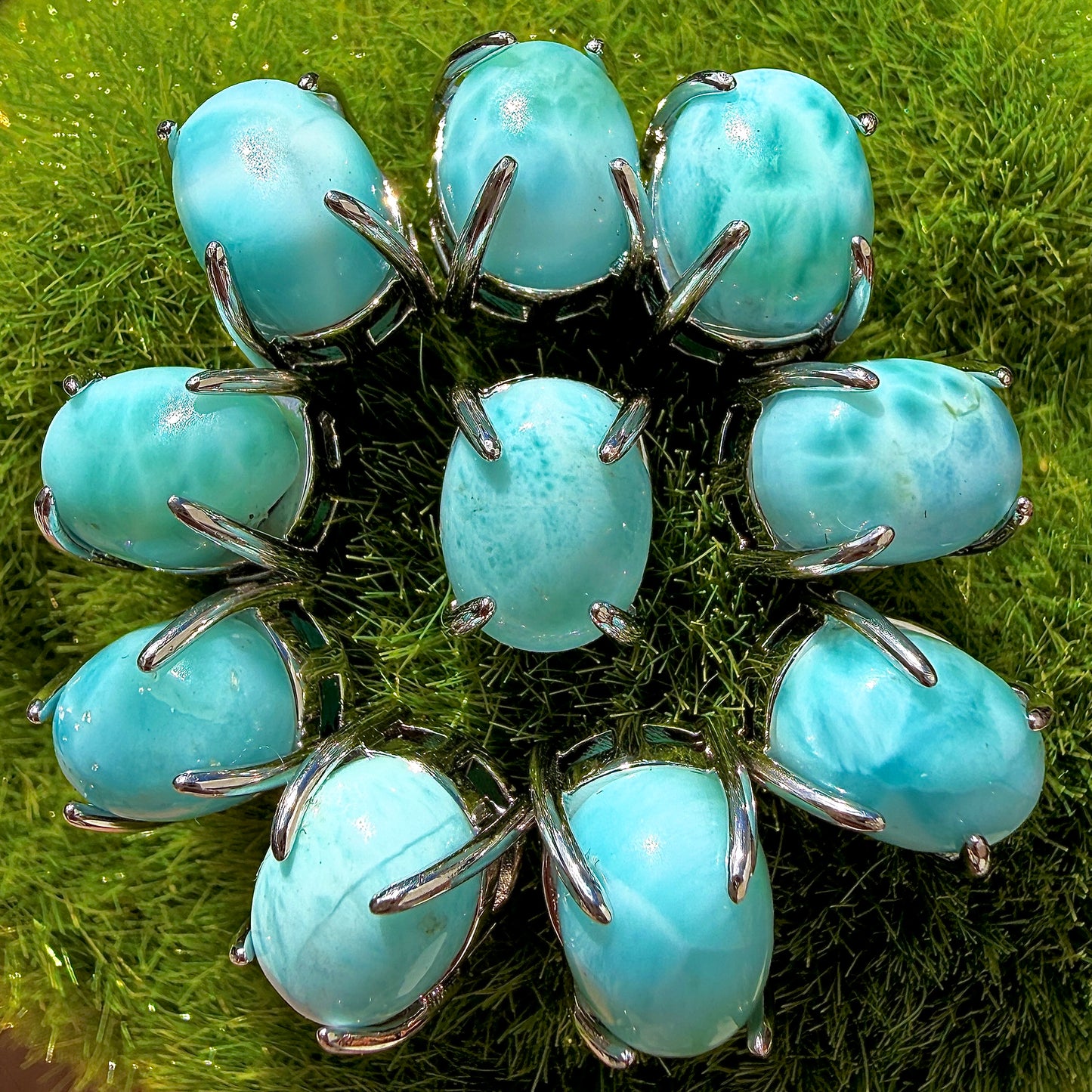 Wholesale Lot 5 Pairs Natural Larimar Sterling Silver (925) Posts